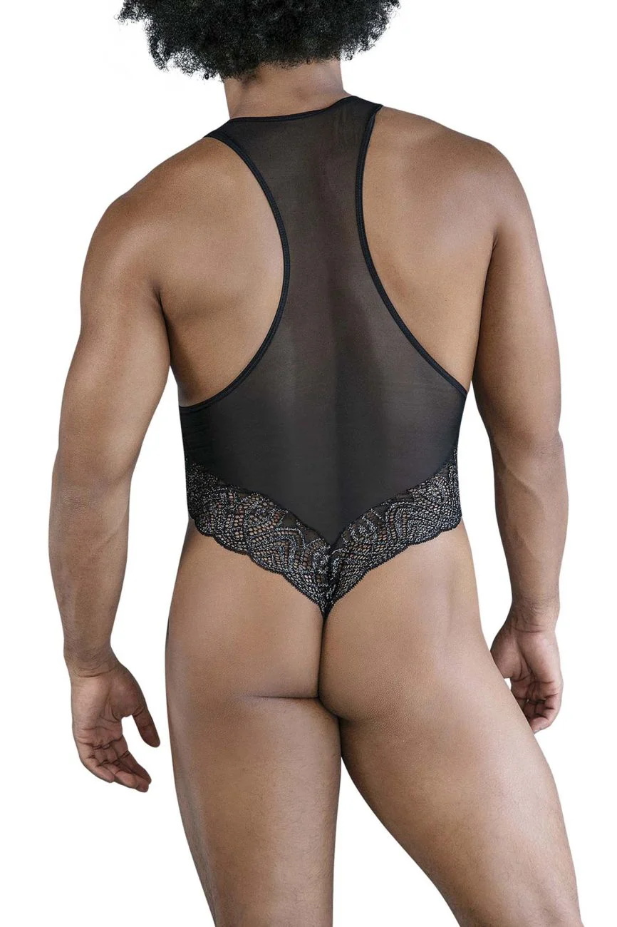 CandyMan 99864 Lace-Mesh Bodysuit Color Black - Image 3