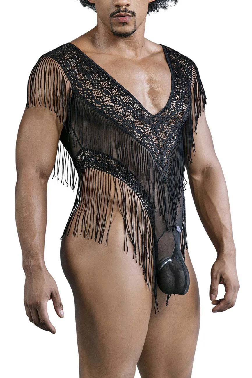 CandyMan 99865 Lace-Mesh Bodysuit Color Black - Image 4