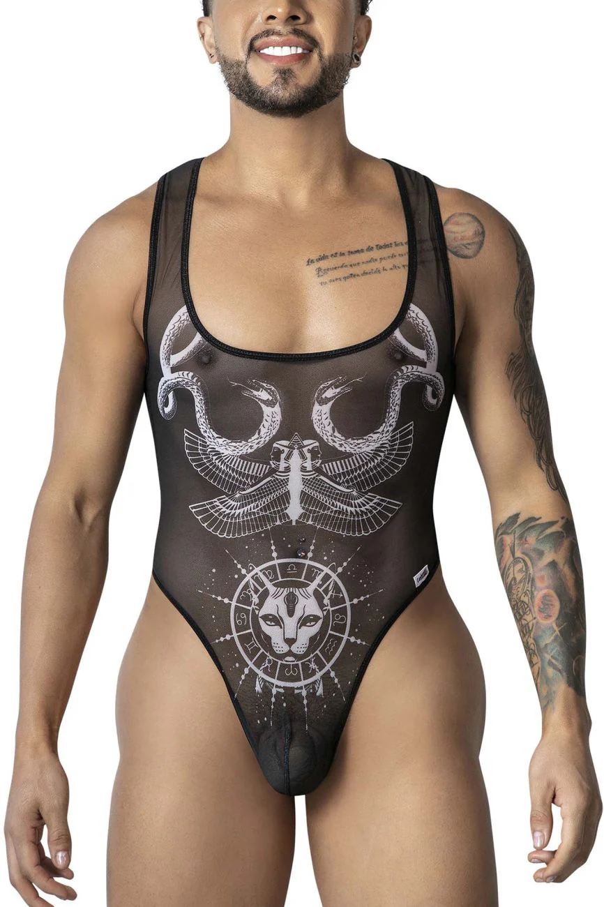 CandyMan 99869 Egyptian Bodysuit Color Black-White - Image 2