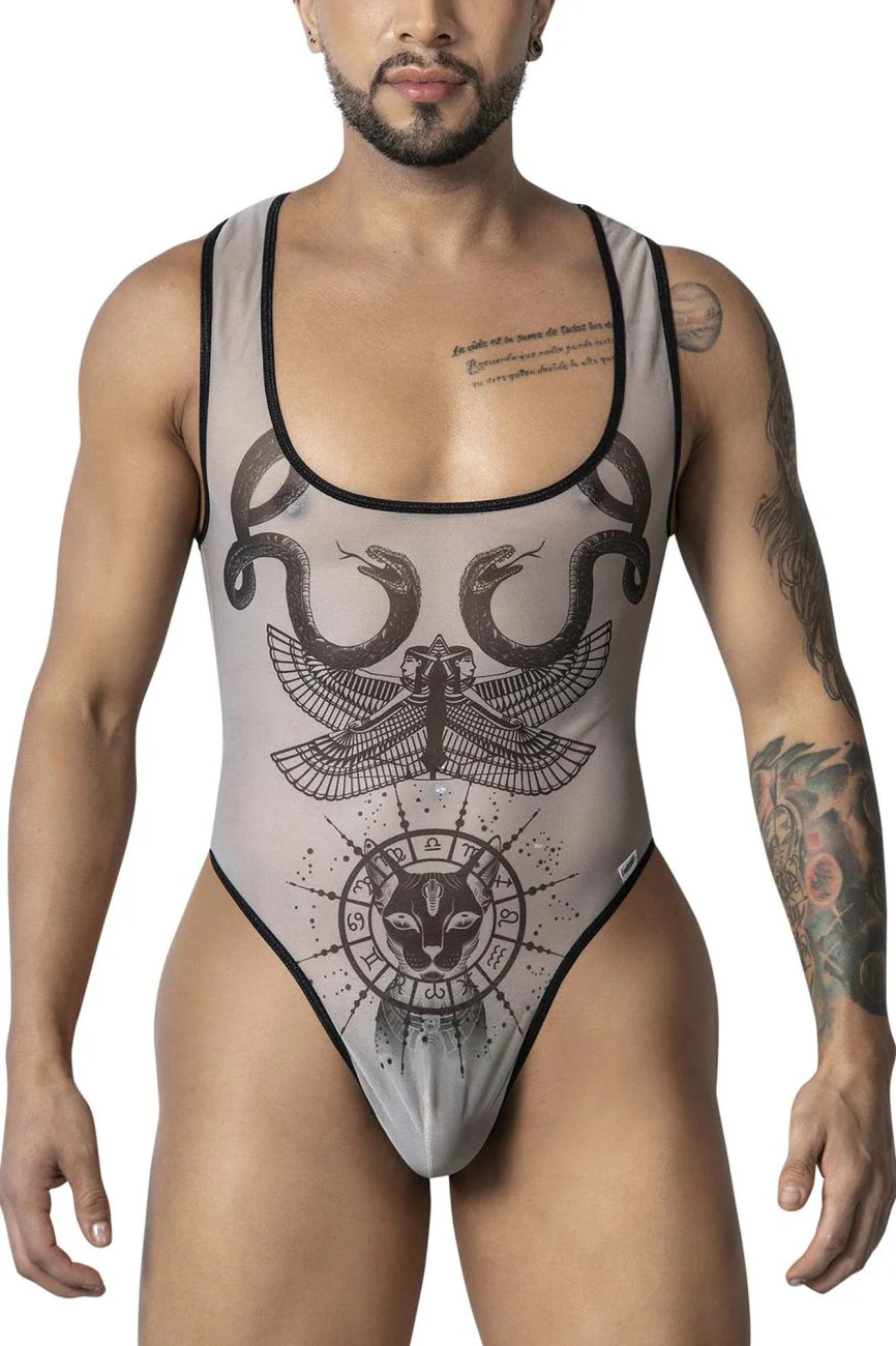 CandyMan 99869 Egyptian Bodysuit Color Nude-Black - Image 2