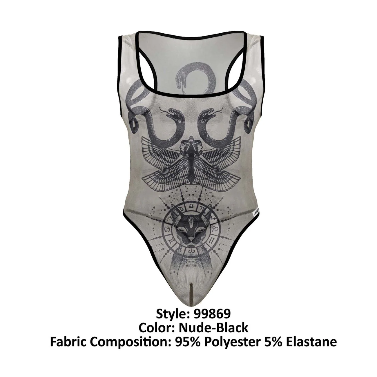 CandyMan 99869 Egyptian Bodysuit Color Nude-Black - Image 8