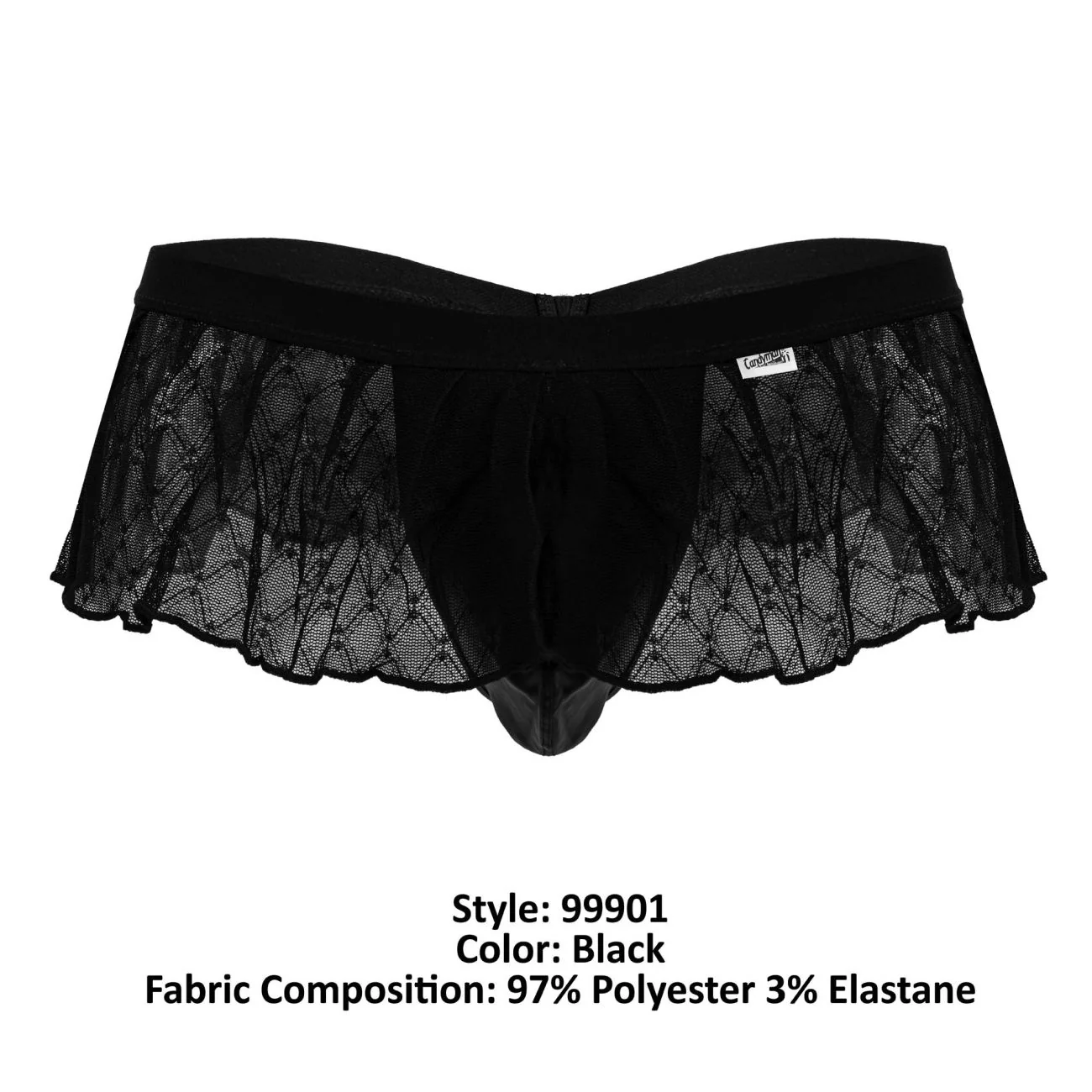 CandyMan 99901 Men's Underwear Geometric Mesh Thongs Color Black - Image 8