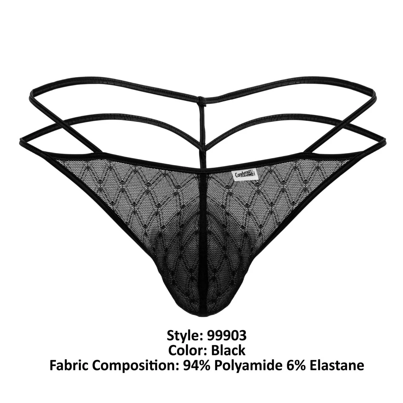 CandyMan 99903 Geometric Mesh Thongs Color Black - Image 8