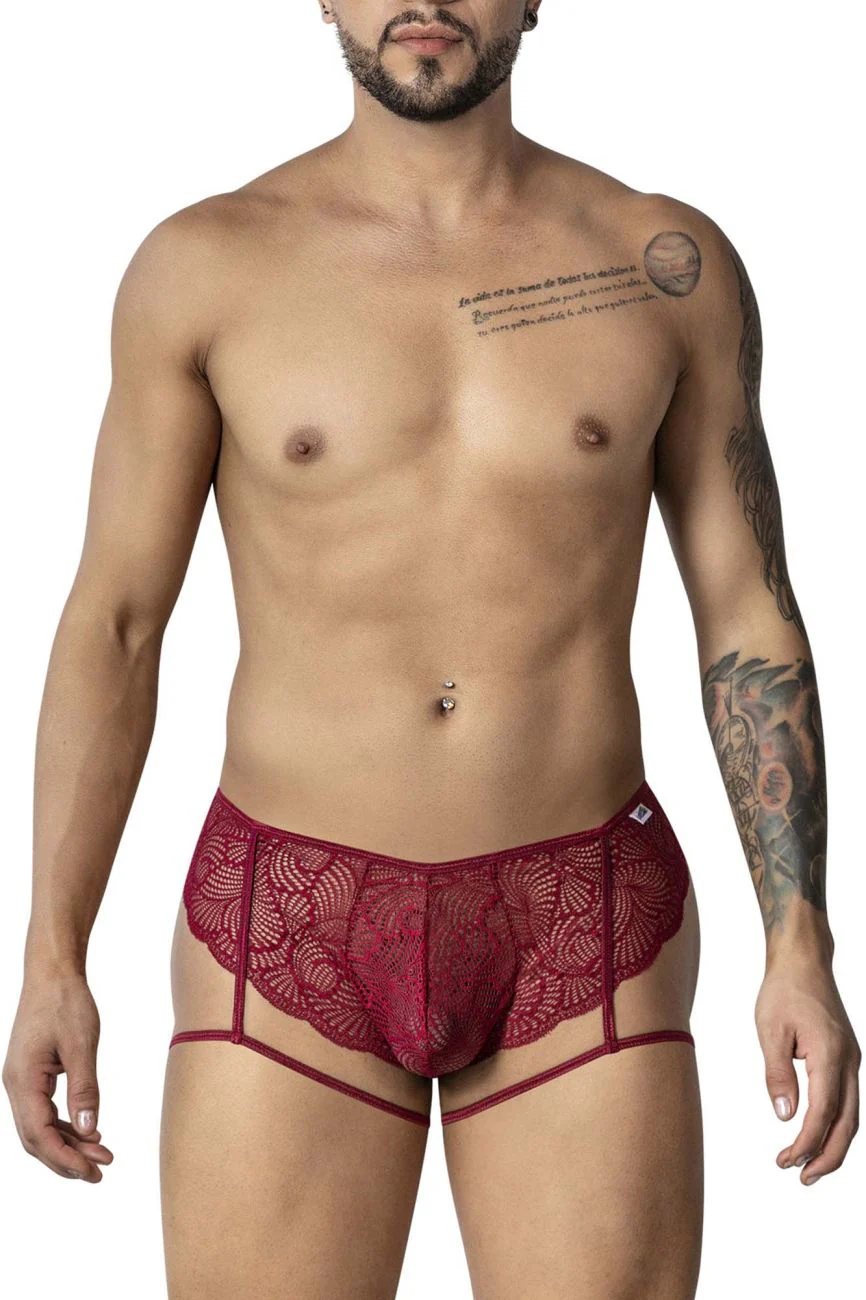 CandyMan 99905 Garter Lace Briefs Color Burgundy - Image 2