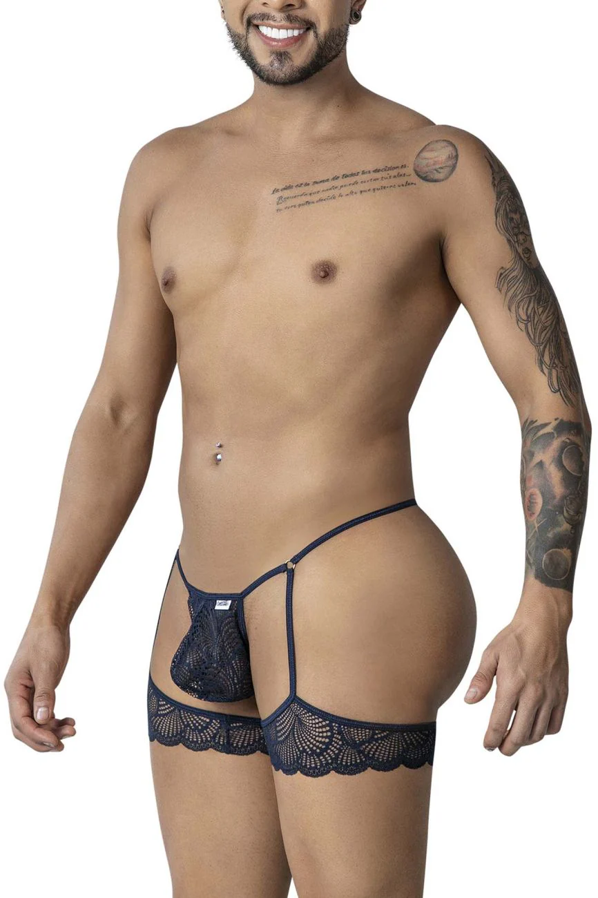 CandyMan 99906 Garter Lace Thongs Color Navy - Image 4