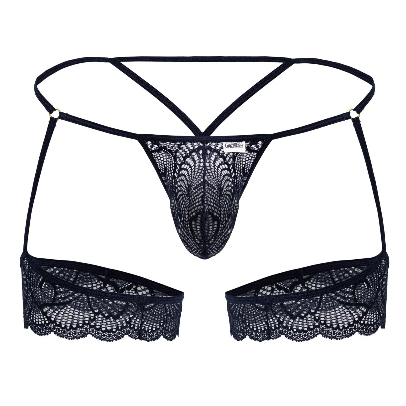 CandyMan 99906 Garter Lace Thongs Color Navy - Image 5