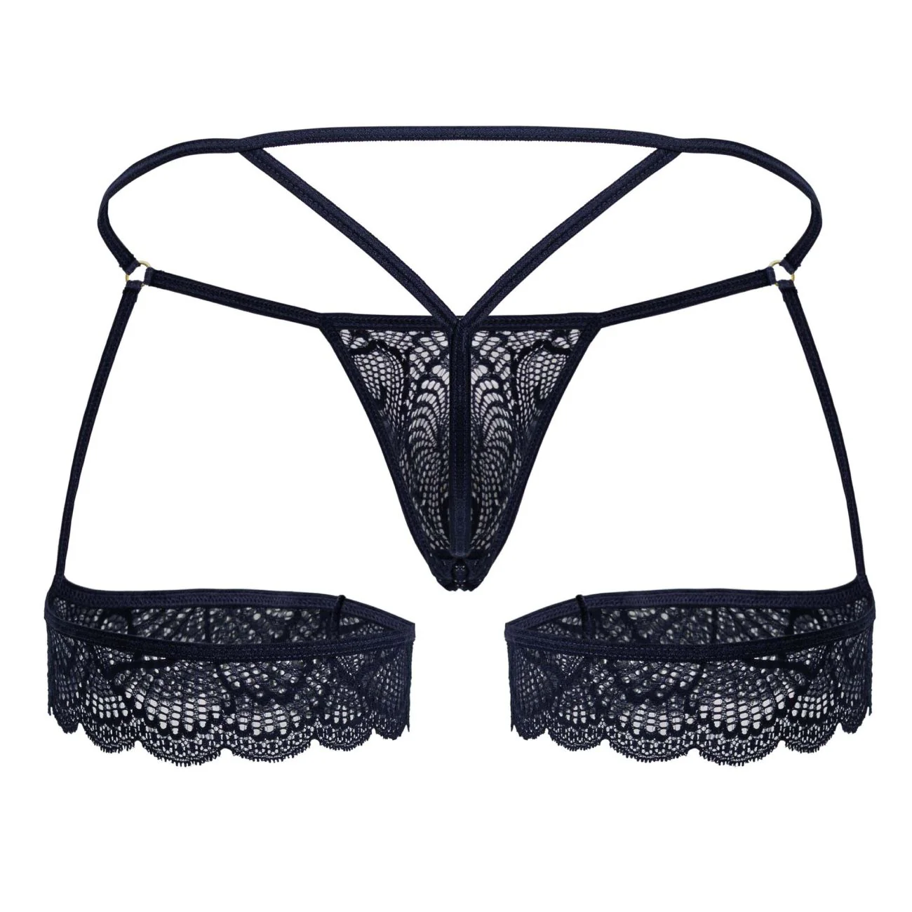 CandyMan 99906 Garter Lace Thongs Color Navy - Image 7