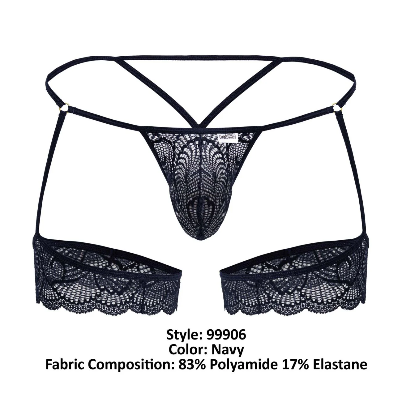CandyMan 99906 Garter Lace Thongs Color Navy - Image 8