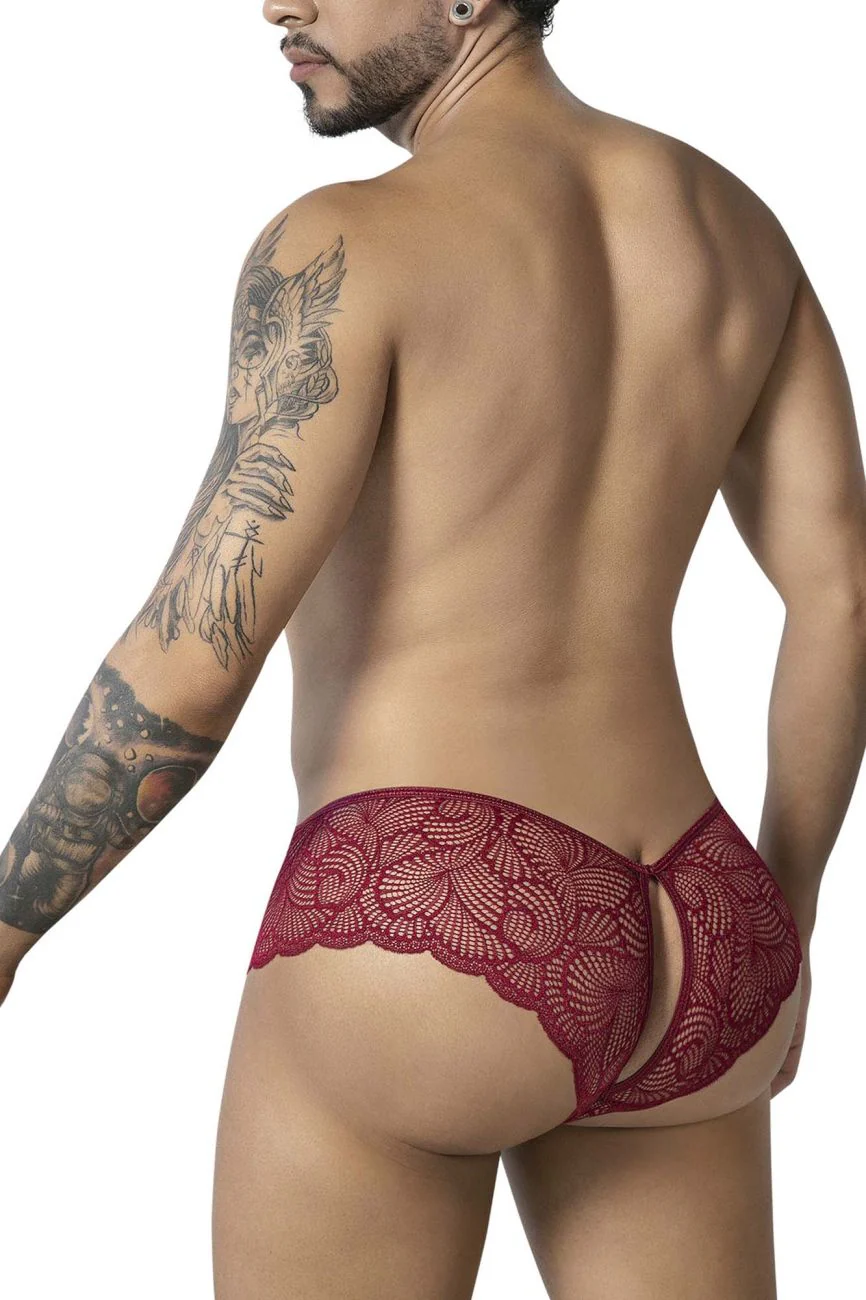 CandyMan 99907 Men's Underwear Lace Trunks Color Burgundy - Image 3