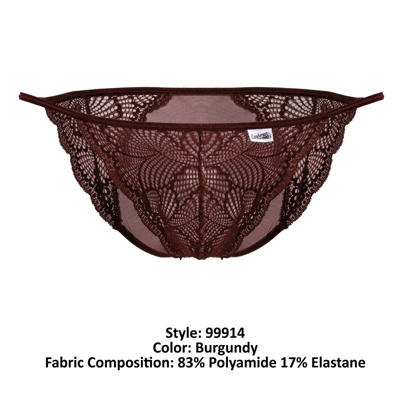 CandyMan 99914 Lace Briefs Color Burgundy - Image 8