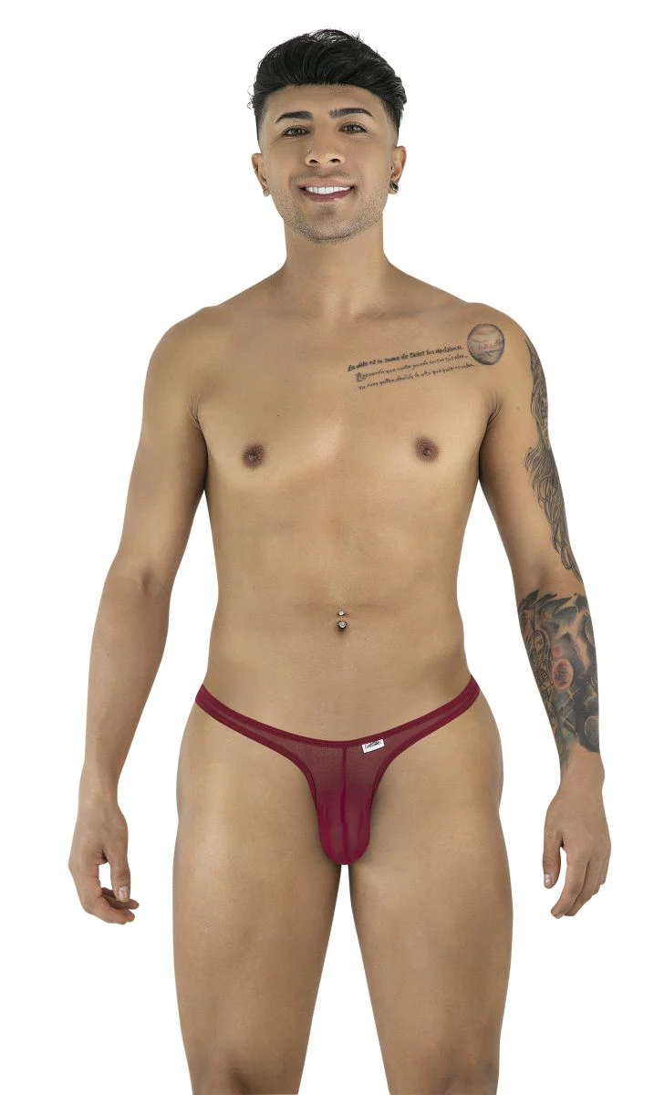 CandyMan 99954 Thongs Color Burgundy Mesh - Image 2