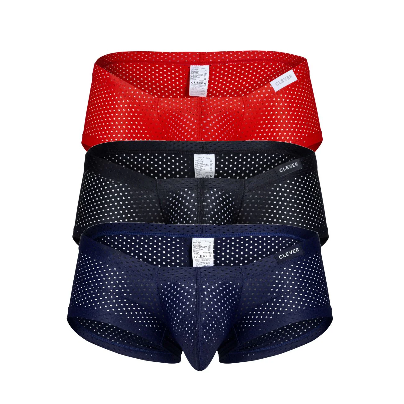 Clever 229947 Men's Underwear 3PK Autralian Latin Trunks Color Black-Red-Blue - Image 7
