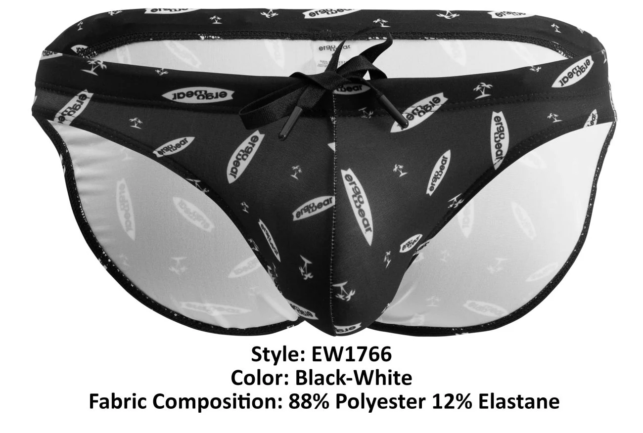 ErgoWear EW1766 X4D SW Swim Briefs Color Black-White - Image 7
