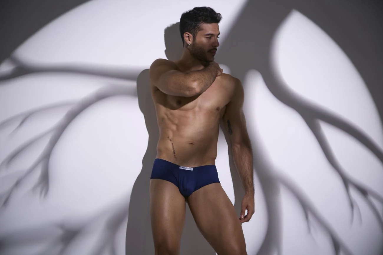 JUSTIN+SIMON XSJ13 Cheeky Bulge Boxer Color Peach Navy - Image 10