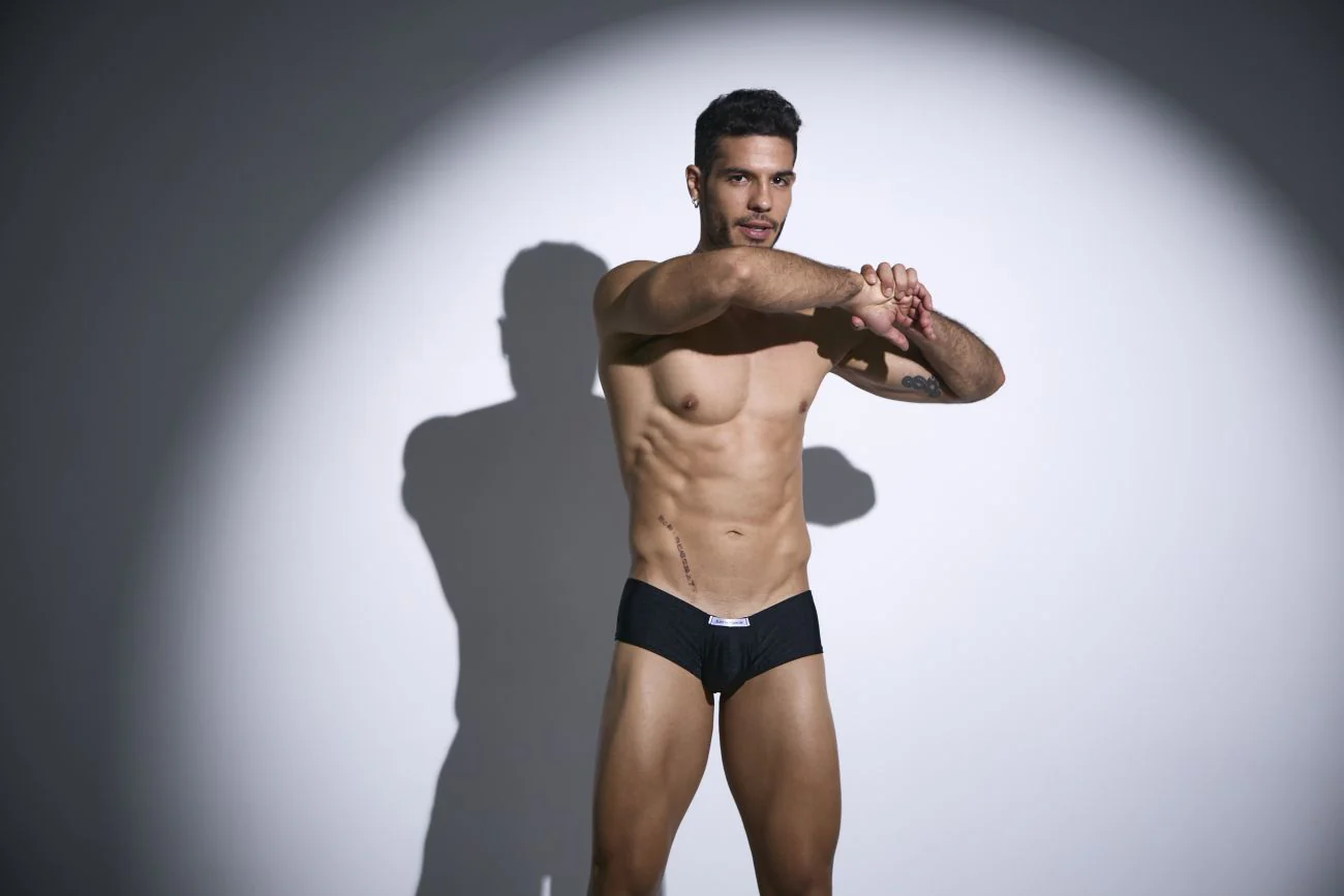 JUSTIN+SIMON XSJ13 Cheeky Bulge Boxer Color Peach Black - Image 16
