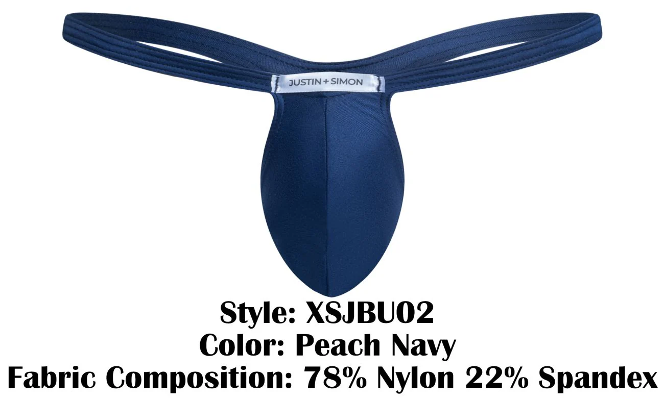 JUSTIN+SIMON XSJBU02 Bulge Thongs Color Peach Navy - Image 8