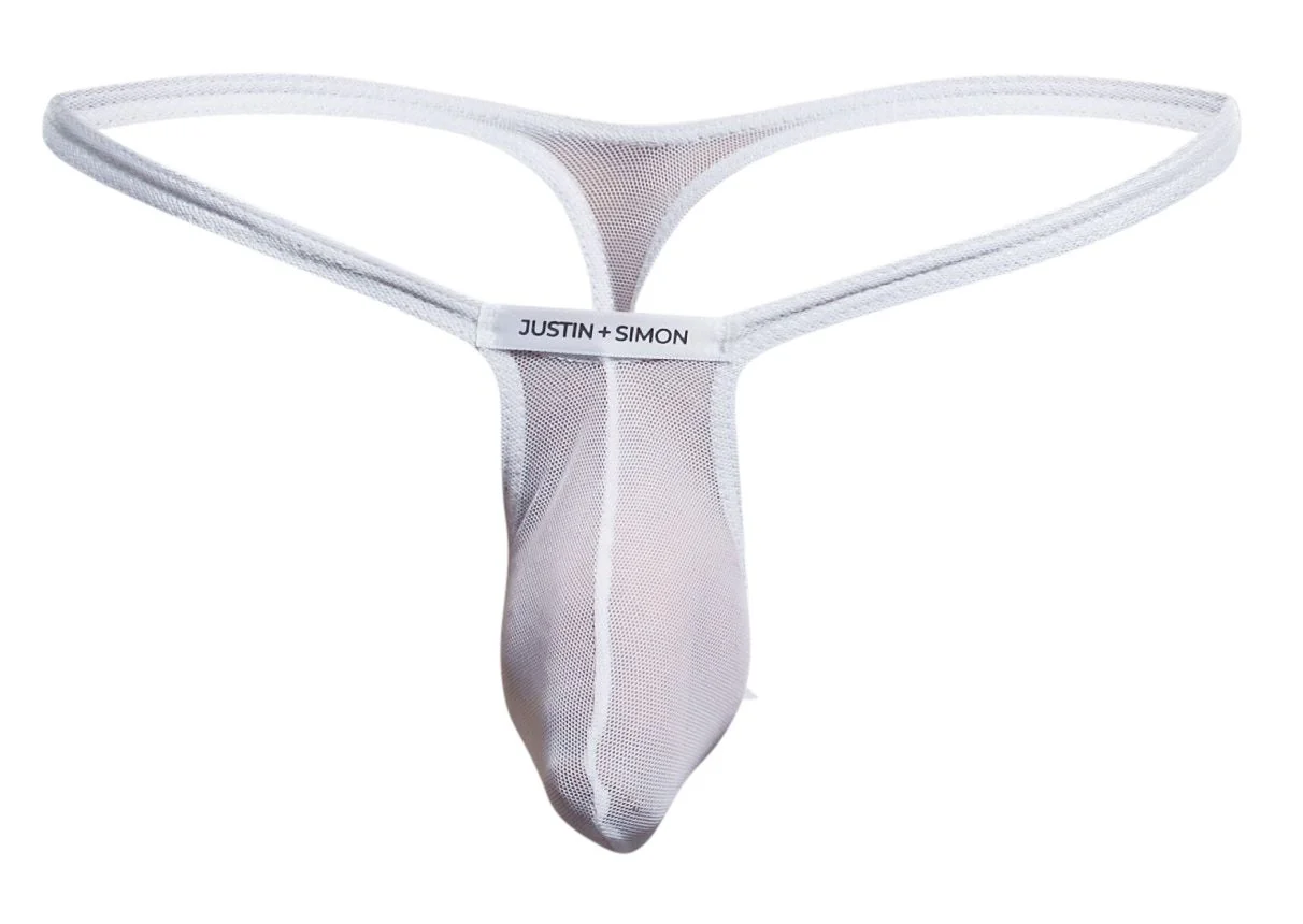 JUSTIN+SIMON XSJBU02 Bulge Thongs Color White Mesh - Image 5