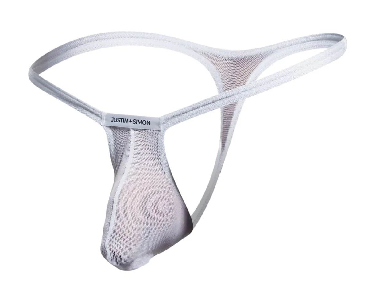 JUSTIN+SIMON XSJBU02 Bulge Thongs Color White Mesh - Image 6