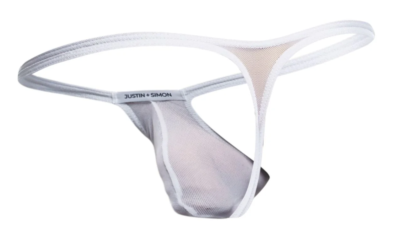 JUSTIN+SIMON XSJBU02 Bulge Thongs Color White Mesh - Image 7
