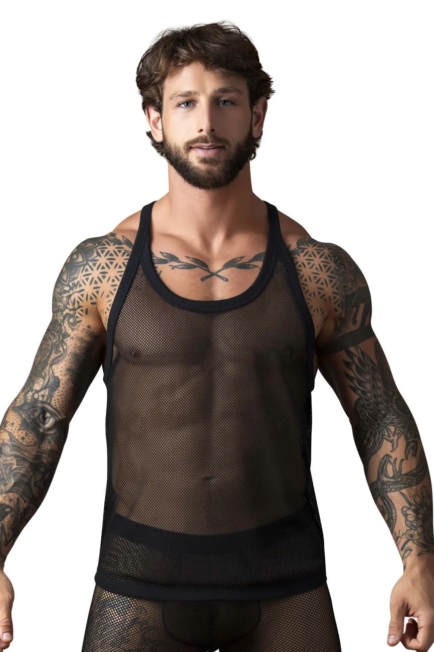 Male Power 110-11C Fishnet 2 Tank Top Color Black - Image 2