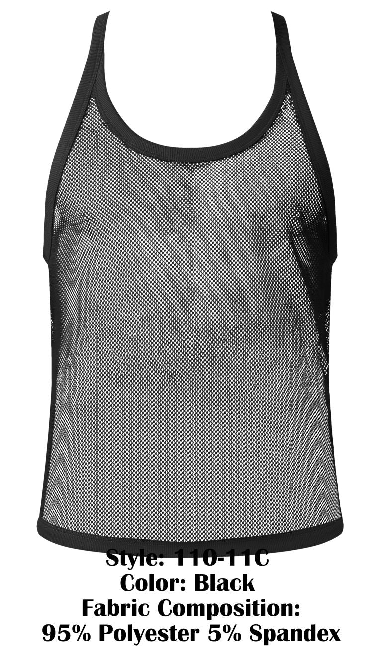 Male Power 110-11C Fishnet 2 Tank Top Color Black - Image 6