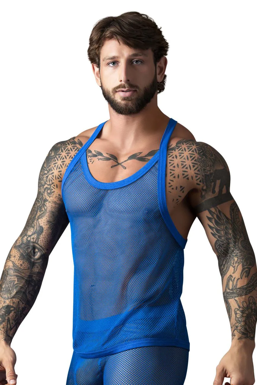 Male Power 110-11C Fishnet 2 Tank Top Color Royal - Image 2