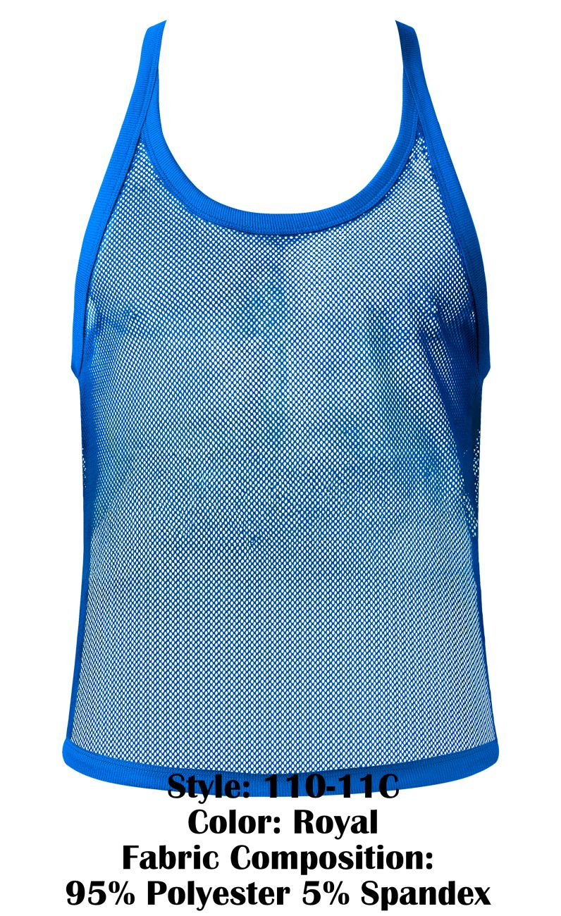 Male Power 110-11C Fishnet 2 Tank Top Color Royal - Image 6