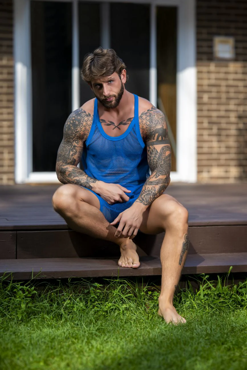 Male Power 110-11C Fishnet 2 Tank Top Color Royal - Image 7
