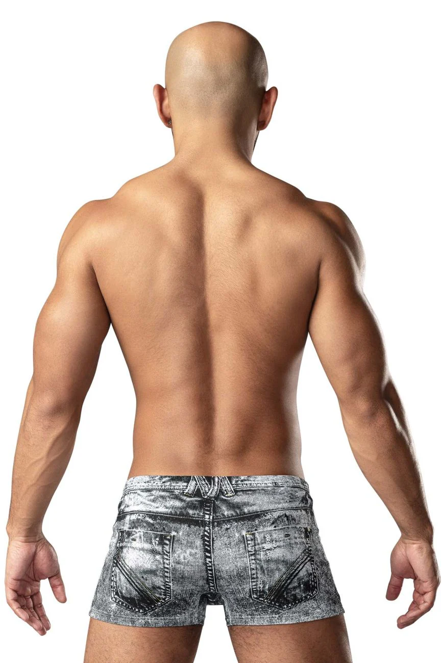 Male Power 145-286 Dirty Denim Mini Short Color Denim Print - Image 3