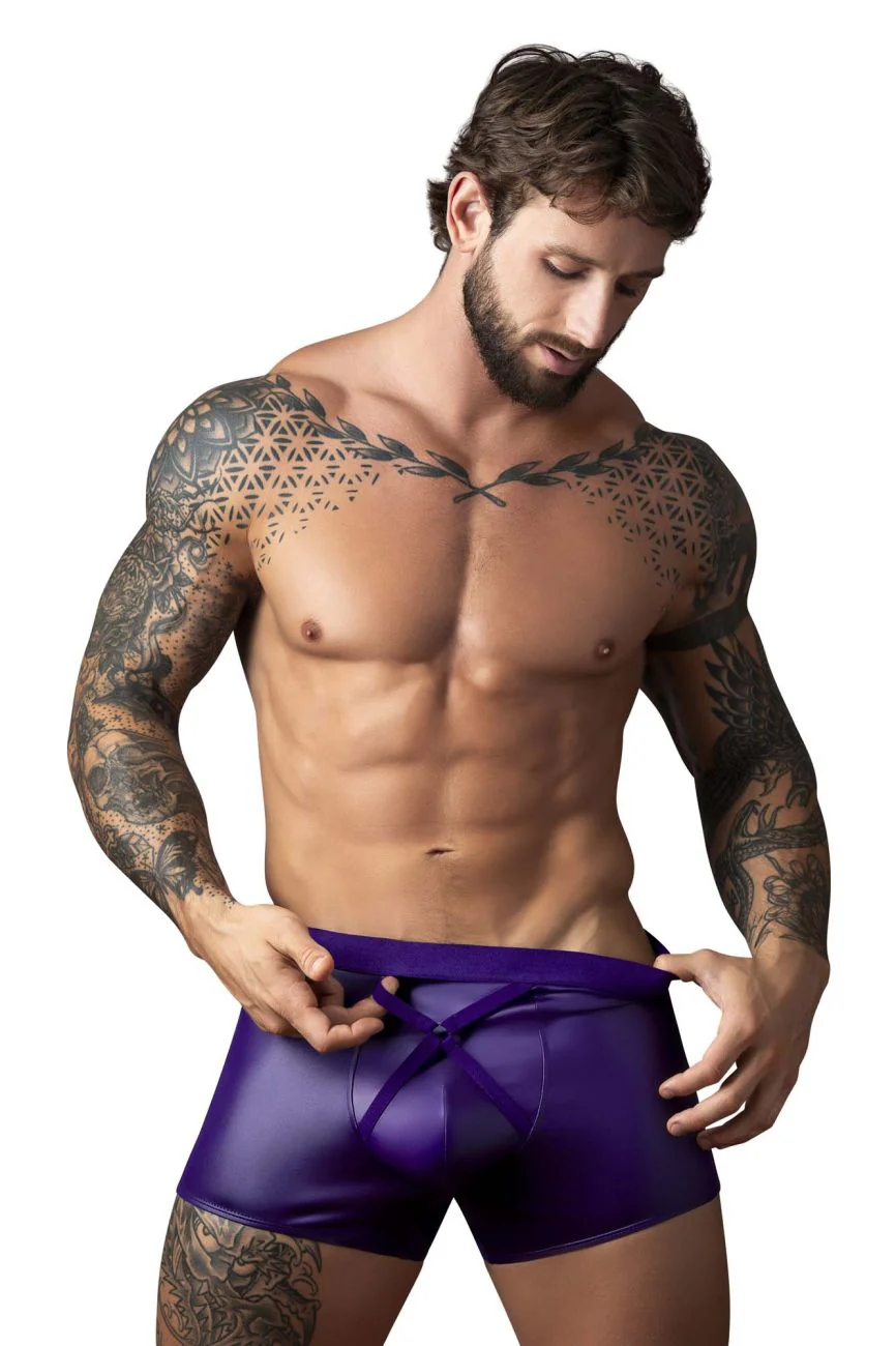 Male Power 152-302 Eggplant Crossover Short Color Plum - Image 4
