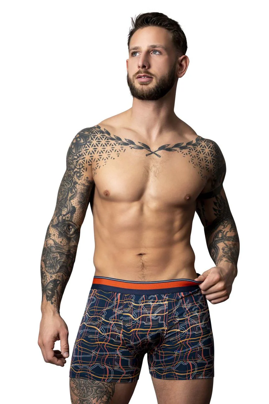 Male Power 160-299 Soo Cumfy Boxer Brief Color Navy-Orange - Image 2