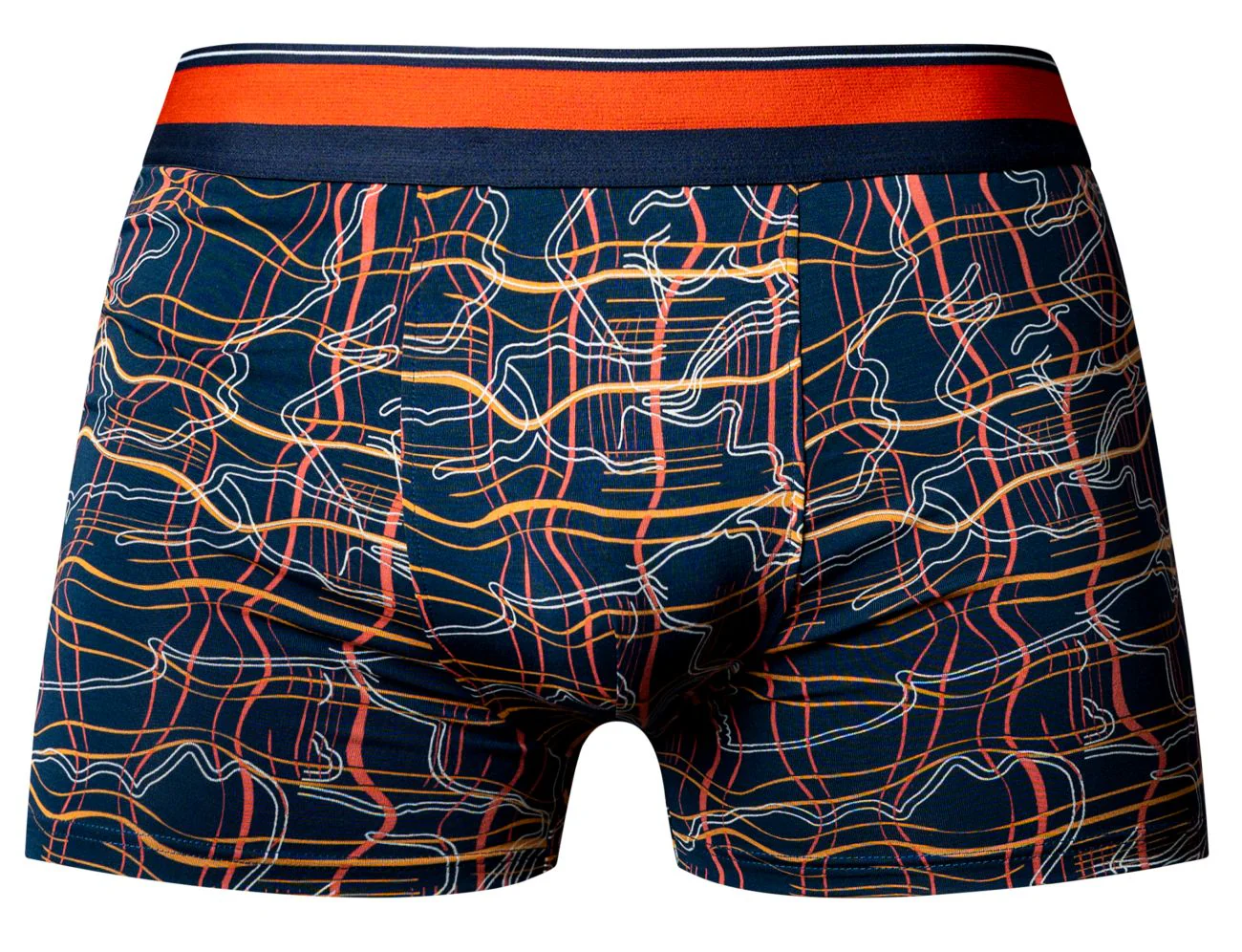 Male Power 160-299 Soo Cumfy Boxer Brief Color Navy-Orange - Image 4
