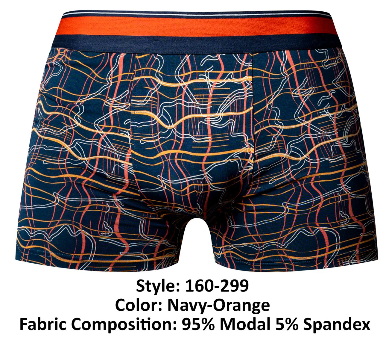 Male Power 160-299 Soo Cumfy Boxer Brief Color Navy-Orange - Image 6
