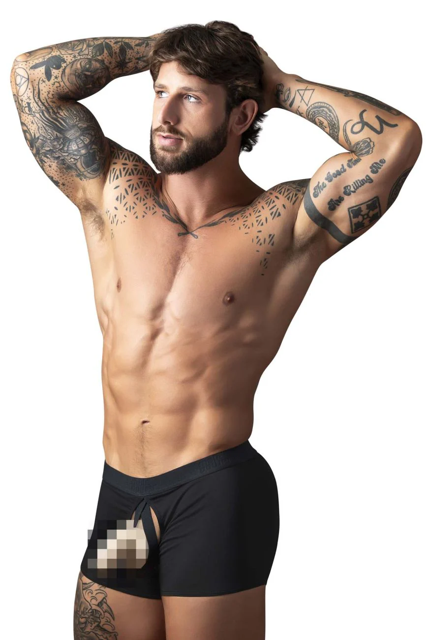 Male Power 162-304 Open Ended Moonshine Short Open Front Elastic Cock Ring Color Black - Image 2