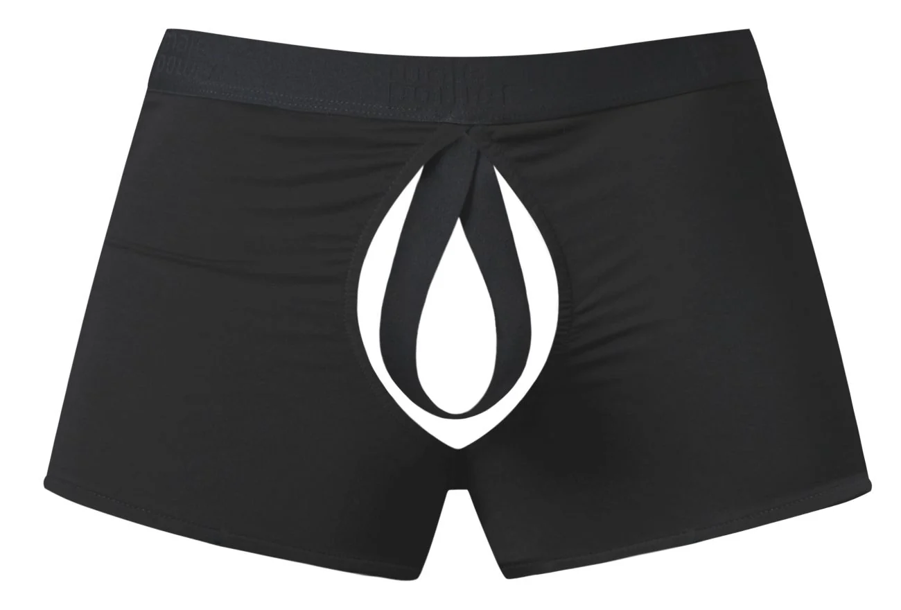 Male Power 162-304 Open Ended Moonshine Short Open Front Elastic Cock Ring Color Black - Image 4