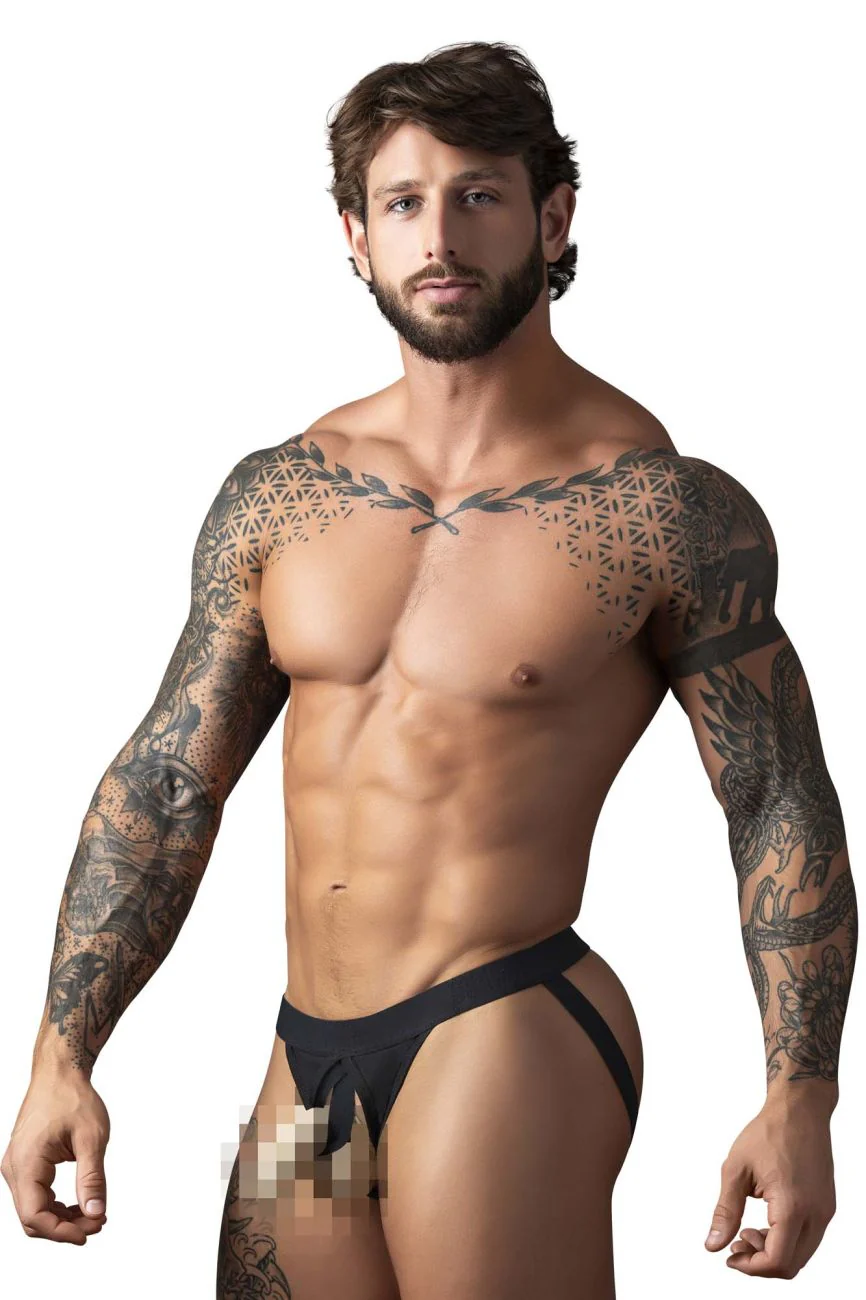 Male Power 348-304 Open Ended Jock Open Front Elastic Cock Ring Color Black - Image 2