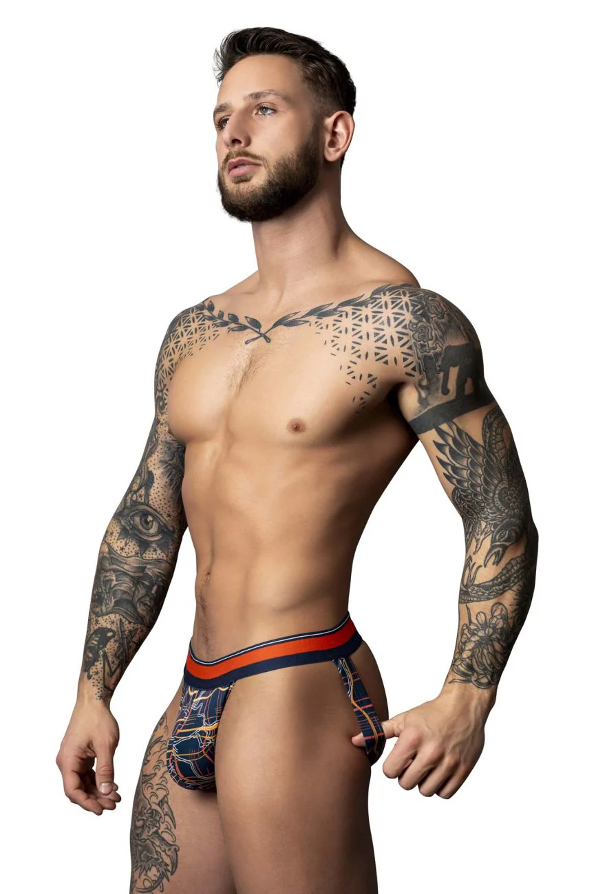Male Power 349-299 Soo Cumfy Jock Color Navy-Orange - Image 2