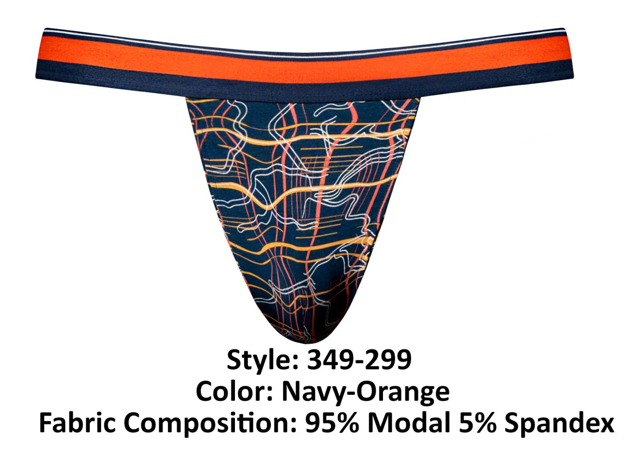 Male Power 349-299 Soo Cumfy Jock Color Navy-Orange - Image 6