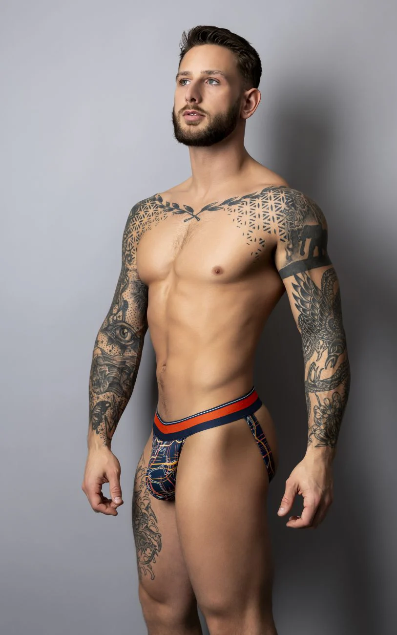 Male Power 349-299 Soo Cumfy Jock Color Navy-Orange - Image 7
