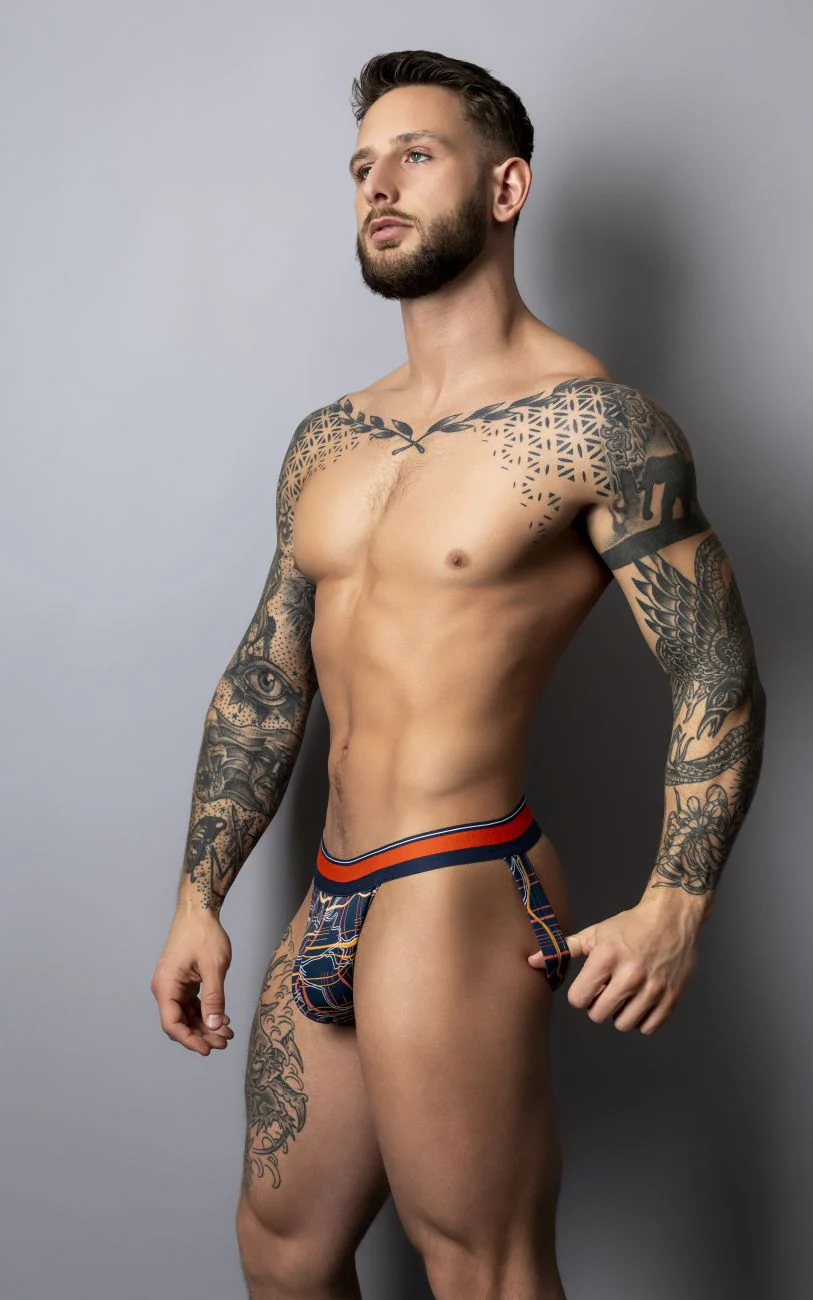 Male Power 349-299 Soo Cumfy Jock Color Navy-Orange - Image 8