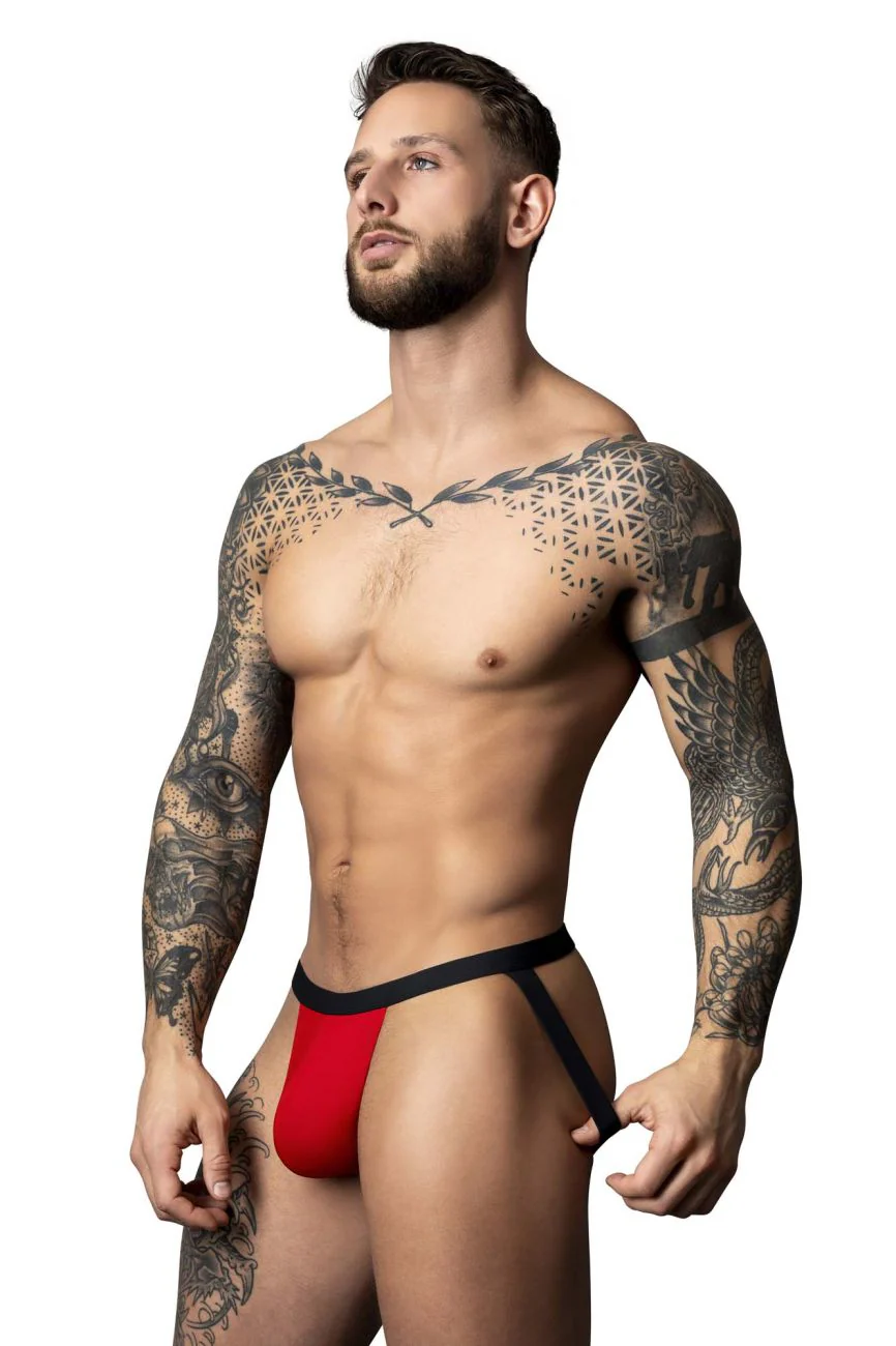 Male Power 349-300 Hot Mesh Jock Color Black-Red - Image 2