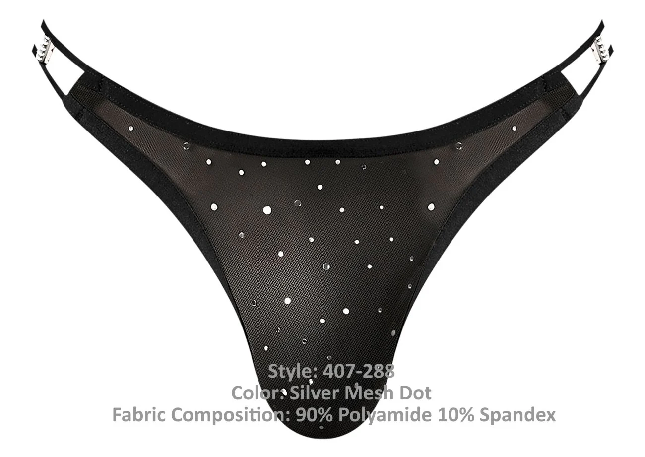 Male Power 407-288 Show Stopper Thong Color Silver Mesh Dot - Image 7