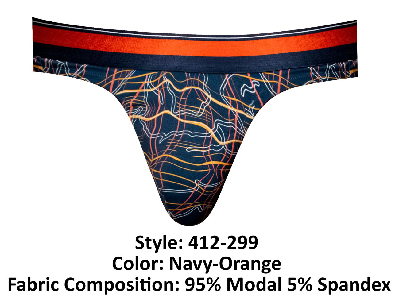 Male Power 412-299 Soo Cumfy Thong Color Navy-Orange - Image 6