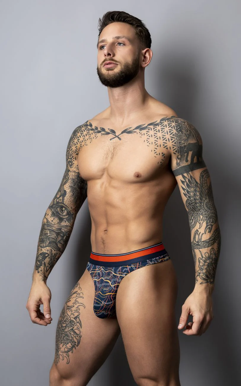 Male Power 412-299 Soo Cumfy Thong Color Navy-Orange - Image 7