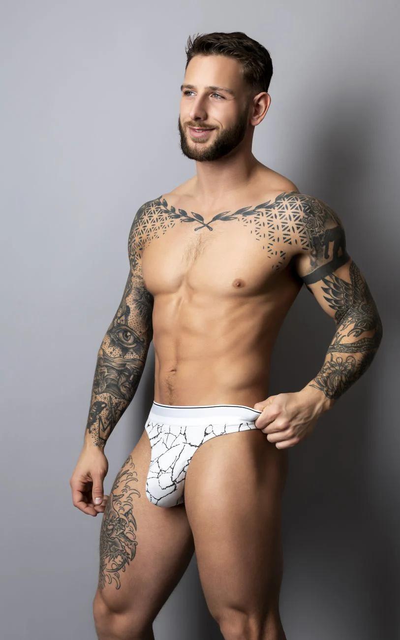 Male Power 412-299 Soo Cumfy Thong Color White-Black - Image 7