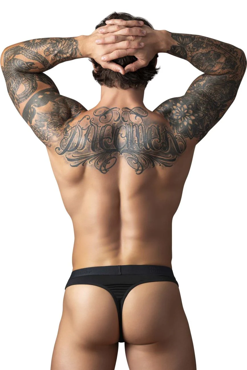 Male Power 417-304 Open Ended Thong Open Front Elastic Cock Ring Color Black - Image 3