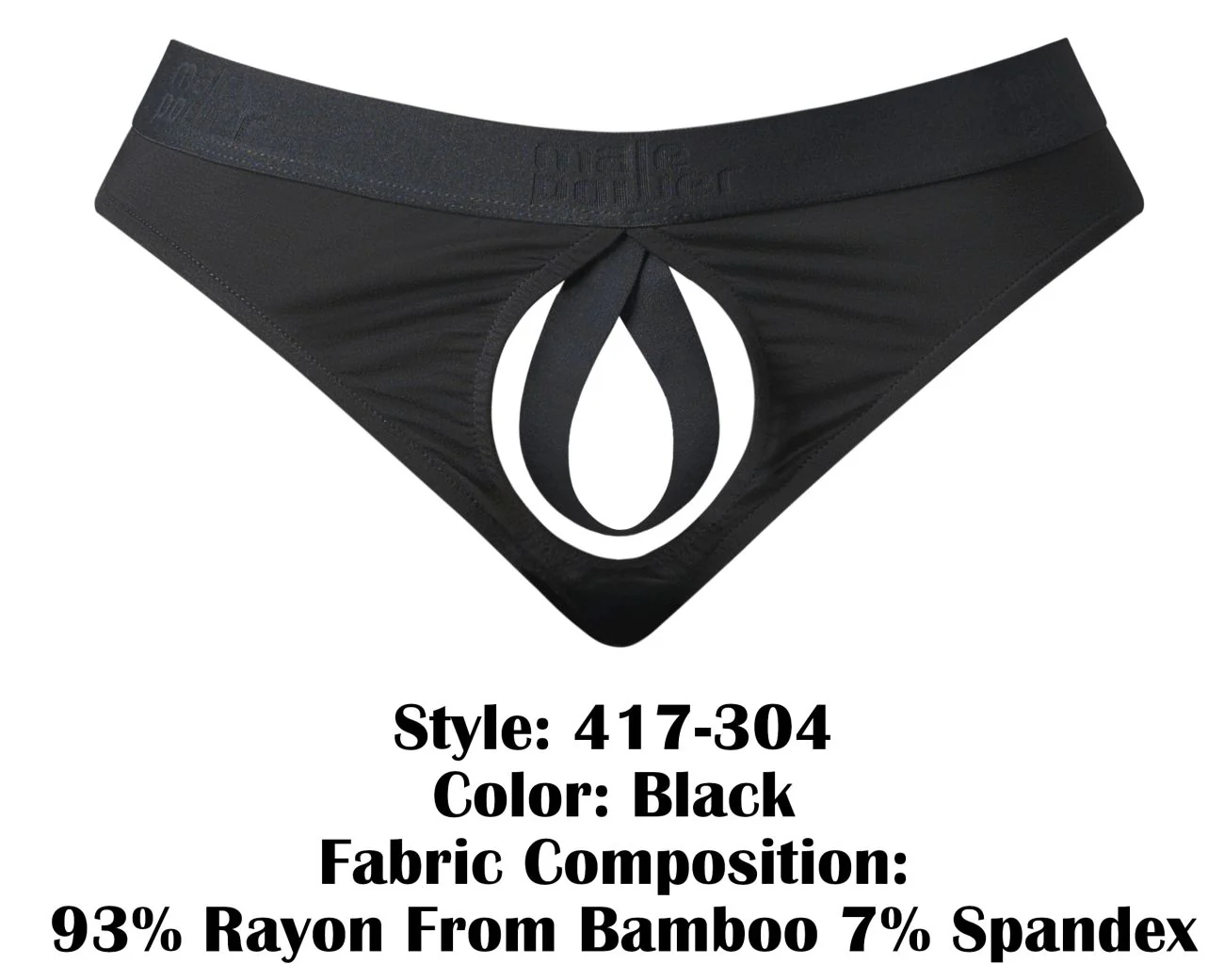 Male Power 417-304 Open Ended Thong Open Front Elastic Cock Ring Color Black - Image 6