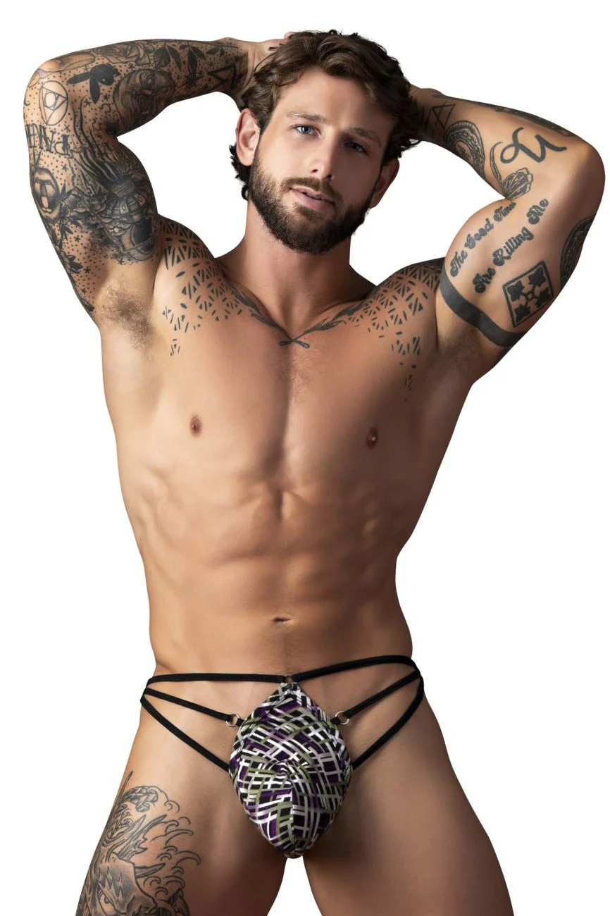 Male Power 419-303 Gridlocked Thong Straps-Rings Color Printed - Image 2