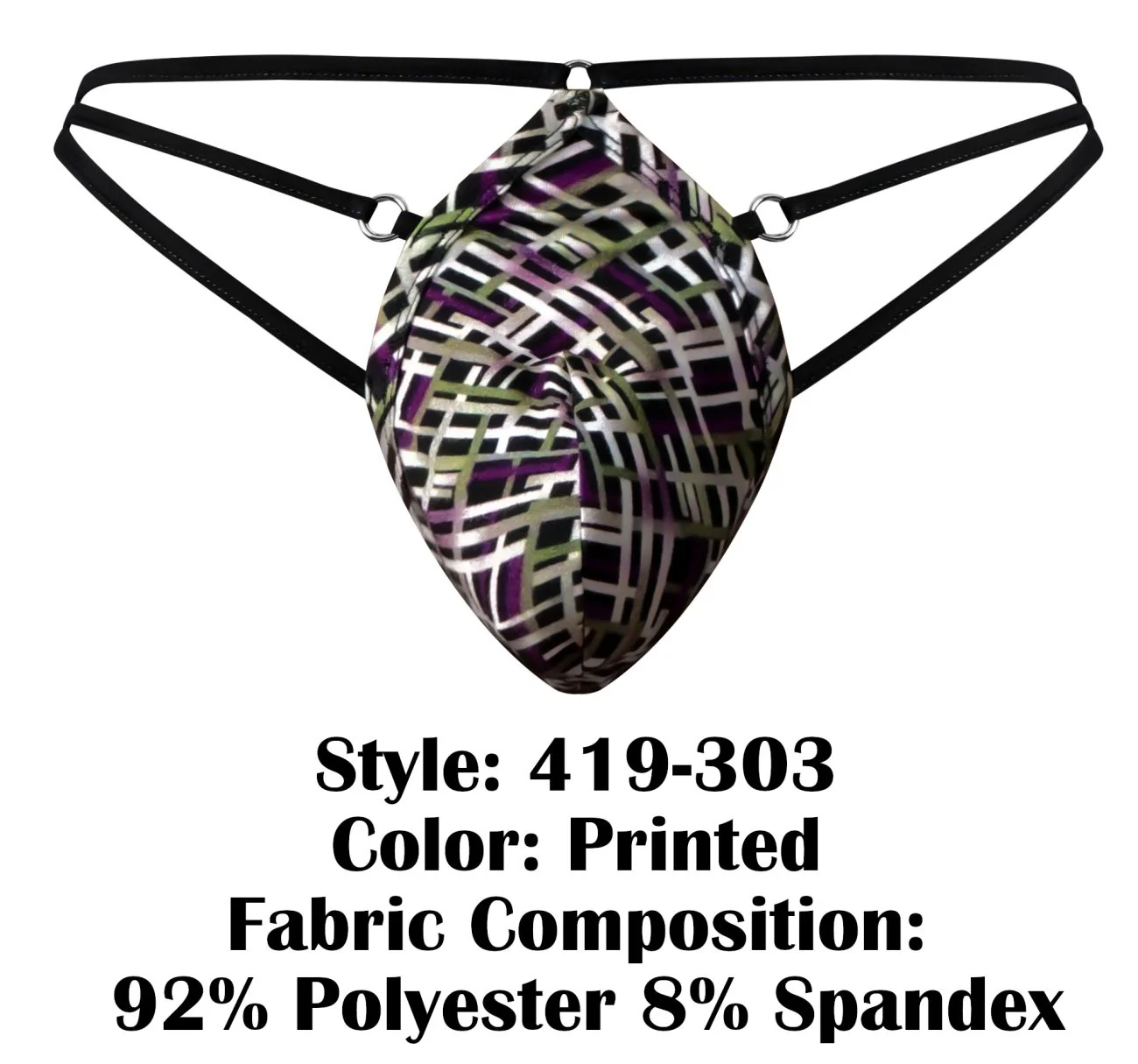 Male Power 419-303 Gridlocked Thong Straps-Rings Color Printed - Image 6