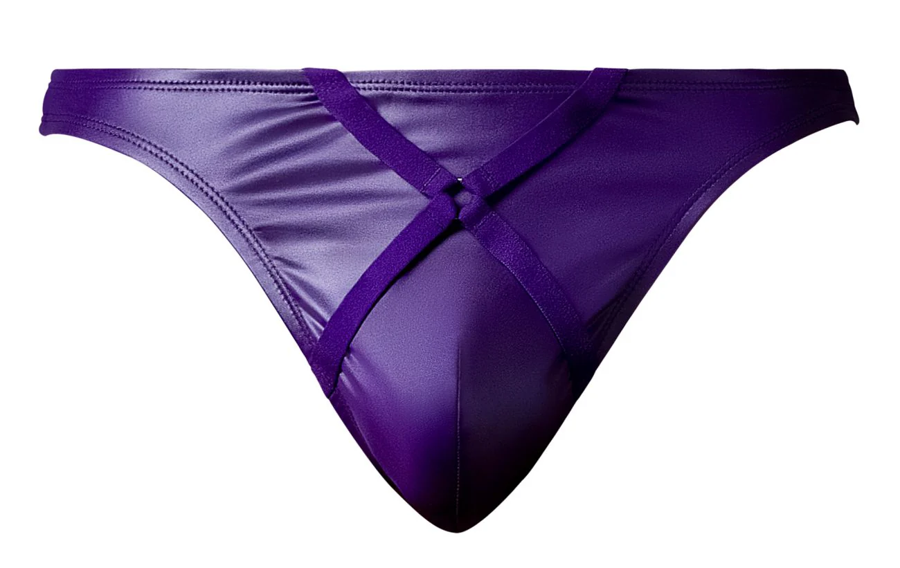 Male Power 447-302 Eggplant Crossover Thong Color Plum - Image 5